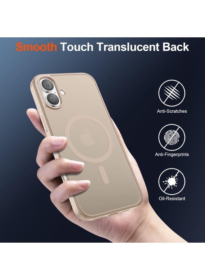 أكاليكس جراب مغناطيسي غير لامع لهاتف iPhone 16 Plus، حماية عالية الجودة ضد السقوط مع شريط مقاوم للصدمات، جراب خلفي شفاف غير لامع للهاتف (تيتانيوم صحراوي) - Image 2